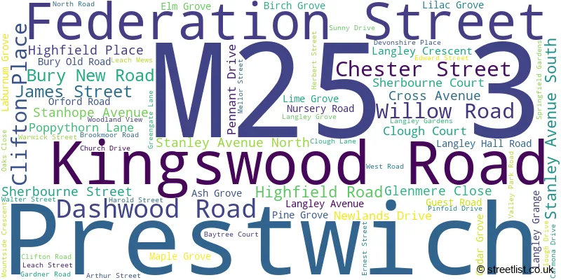 A word cloud for the M25 3 postcode
